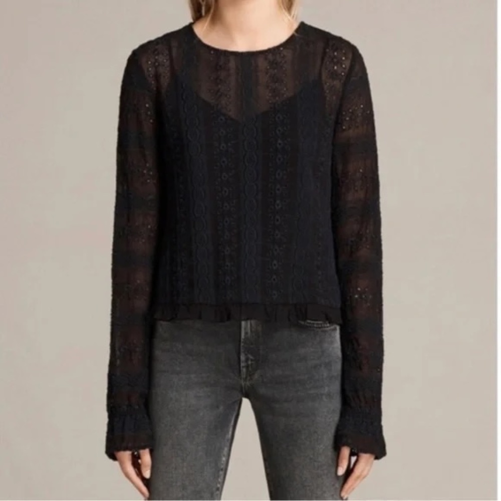All Saints Dakota Lace Top in Black